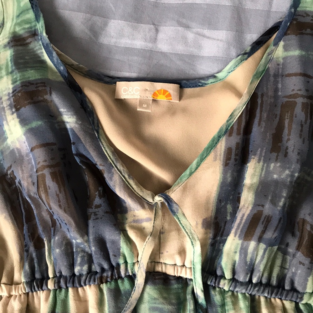 Blue and green silk C&C California dress